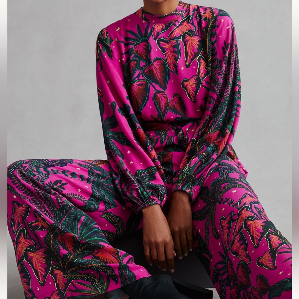 Farm Rio x Anthropologie Belted Wide Leg Jumpsuit NWOT - Picture 5 of 9